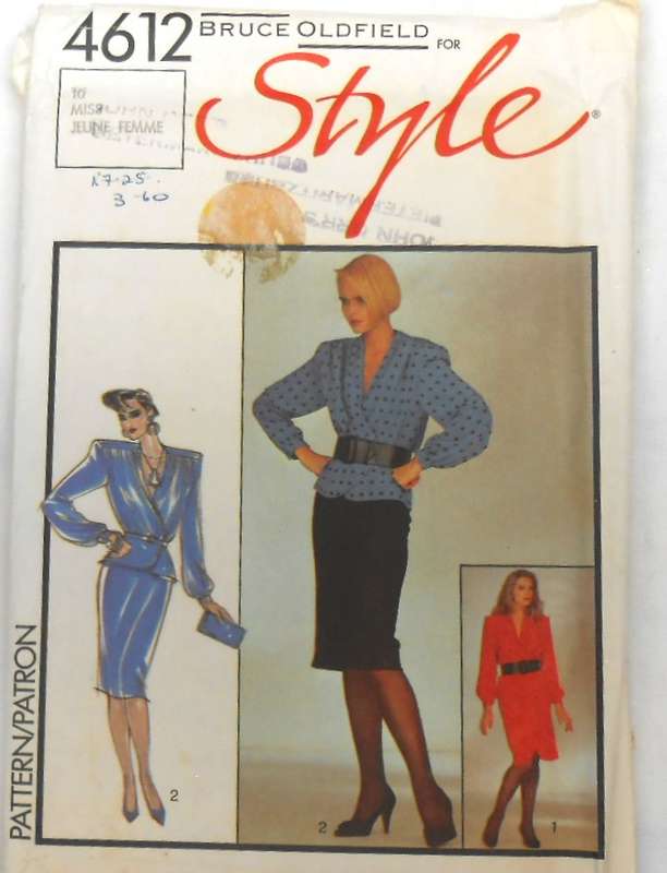 STYLE 4612 WRAPOVER DRESS OR TOP-SKIRT SIZES-10 COMPLETE-UNCUT-F/FOLDED