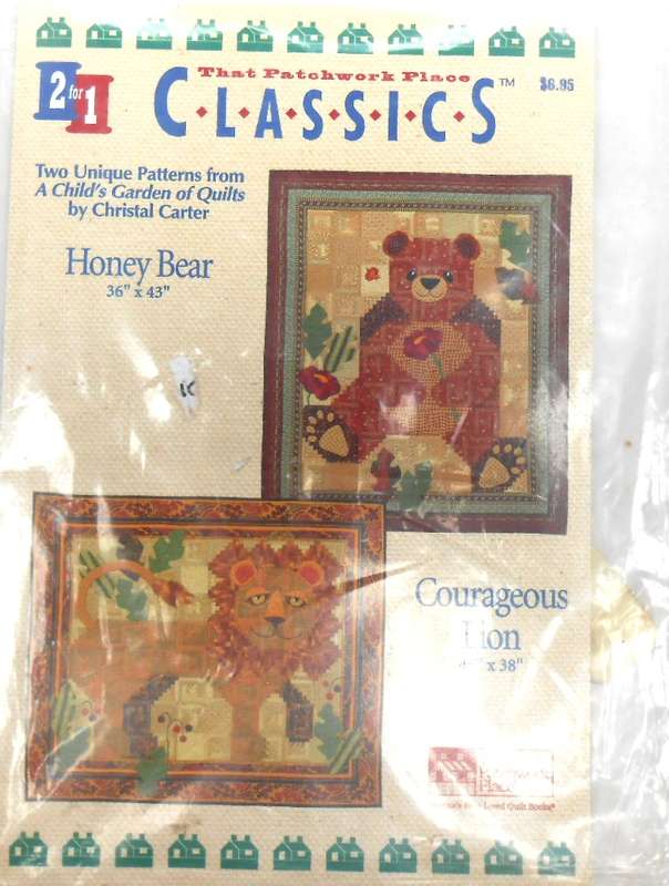 QUILTING CLASSICS 2 IN 1 -HONEY BEAR 36 x 43" & COURAGEOUS LION 45 x 38" -THAT PATCHWORK PLACE