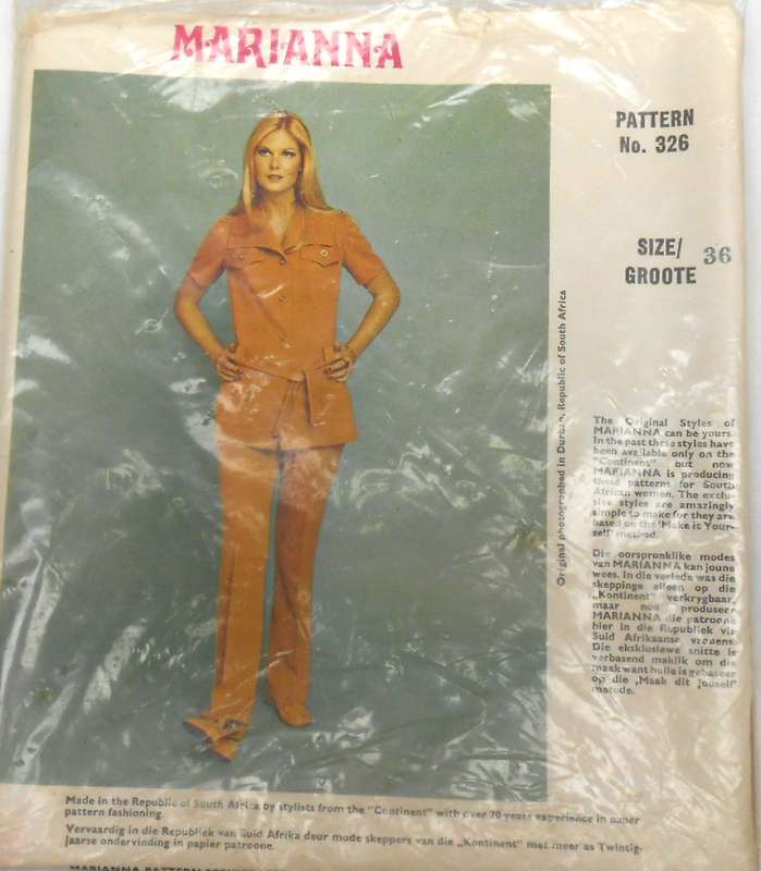 VINTAGE MARIANNA PATTERN 326 PANTS SUIT SIZE 36 bUST COMPLETE-UNCUT-F/FOLDED-SEALED