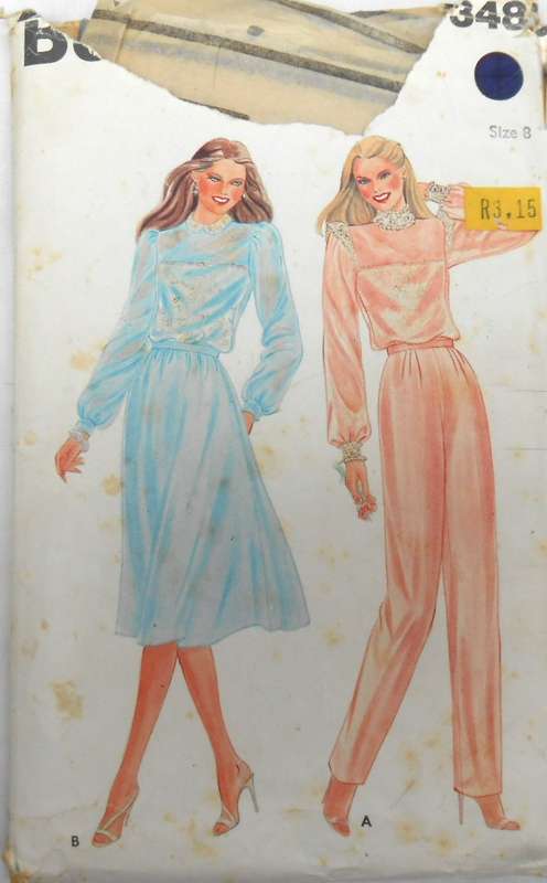 BUTTERICK 3485 BLOUSE-CAMISOLE-SKIRT-PANTS SIZE 8 COMPLETE