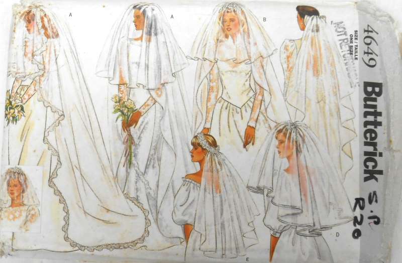 BUTTERICK 4649 SET OF WEDDING VEILS ONE SIZE COMPLETE-UNCUT-F/FOLDED