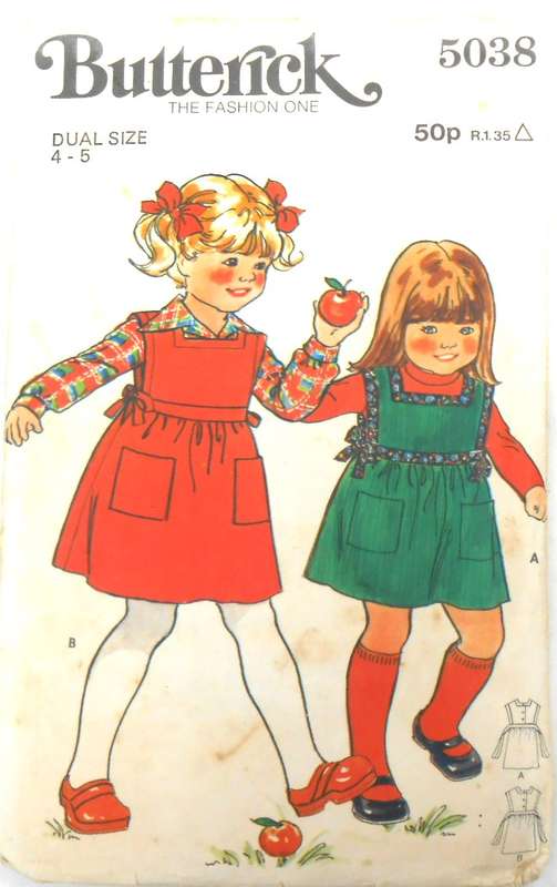 BUTTERICK 5038 GIRLS PINAFORE  SIZES 4 - 5 YEARS COMPLETE