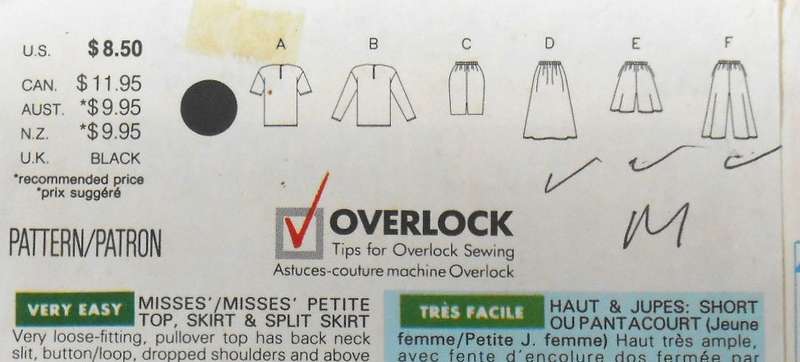 BUTTERICK 5273 TOP-SKIRT-SPLIT SKIRT SIZES XS-S-M (6-14) COMPLETE-CUT TO M