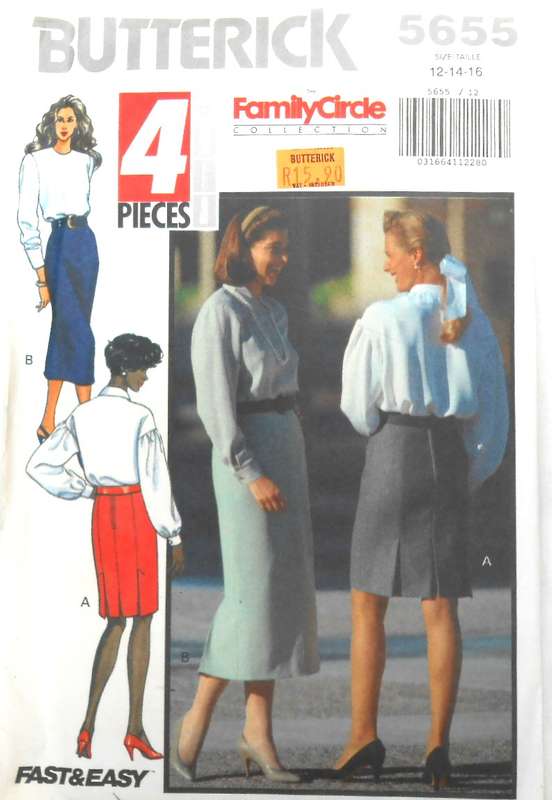 BUTTERICK 5622 SKIRT WITH DARTED FRONT & PLEATED BACK 12-14-16 COMPLETE CUT TO 16