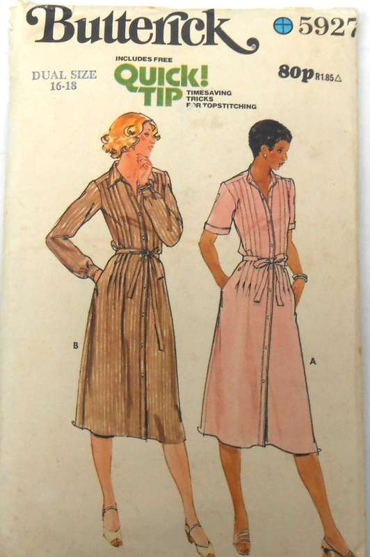 BUTTERICK 5927 SEMI FITTED DRESS SIZE 16-18 COMPLETE