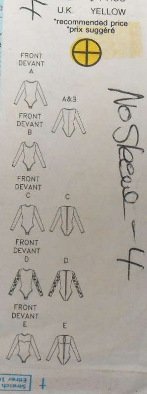 BUTTERICK 6493 BODYSUITS WITH SNAP CROTCH CLOSURES SIZE 12-14-16--NO SLEEVE PATTERN CUT TO SIZE 14