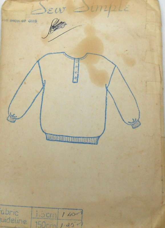 SEW SIMPLE 14 GRANDPA SWEATSHIRT SIZE 34 OR 87 CM -MISSING TAB