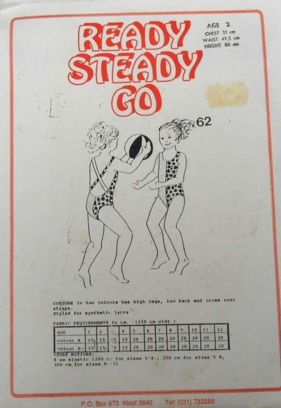 READY STEADY GO 62 HIGH LEG COSTUME IN 2 COLOURS SIZE 2 YEARS CHEST 51 CM - COMPLETE-UNCUT-F/FOLDED