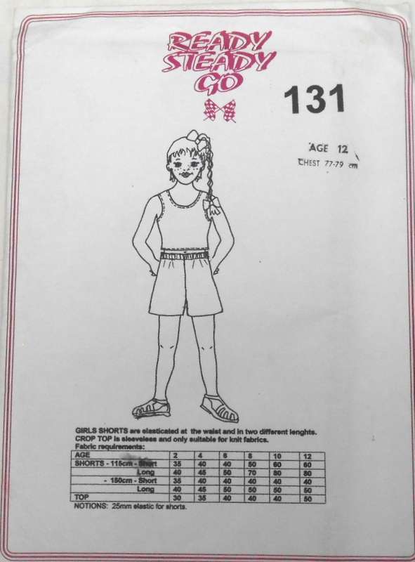 READY STEADY GO 131 SHORTS & CROPPED TOP SIZE 12 YEARS CHEST 77-79 CM - COMPLETE-UNCUT-F/FOLDED