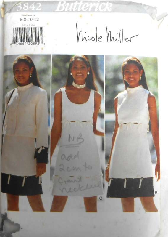 BUTTERICK 3842 STUNNING JACKET & DRESS SIZE 6-8-10-12 COMPLETE-MOSTLY UNCUT TO SIZE 12