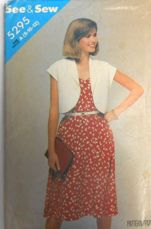 BUTTERICK 5295 SHOULDER STRAP DRESS & LOOSE FIT JACKET SIZE 8-10-12 COMPLETE-UNCUT-F/FOLDED