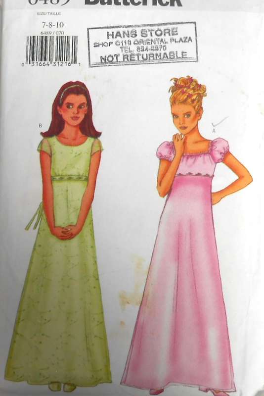 BUTTERICK 6489 GIRLS DRESS SIZE 7-8-10 YEARS COMPLETE CUT TO 10 YEARS