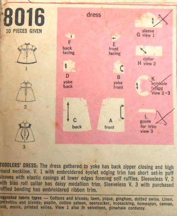 SIMPLICITY 8016 TODDLERS DRESS SIZE 1 YEAR BREAST 20 SEE LISTING