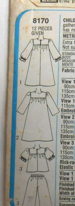 SIMPLICITY 8170 GIRLS NIGHTGOWN-PJS-ROBE SIZE 3-4 YEARS COMPLETE-UNCUT-F/FOLDED