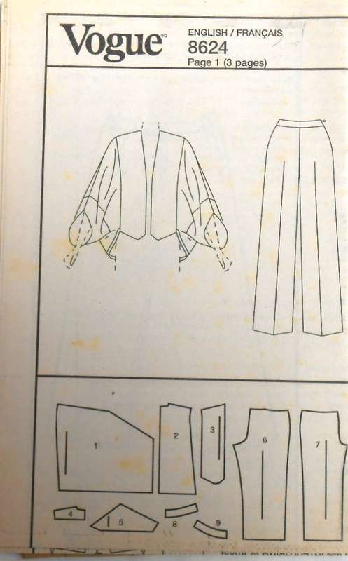 VOGUE 8624 JACKET & DRESS SIZES 8-10-12-14 COMPLETE-UNCUT-F/FOLDED-NO COVER-ZIPLOC