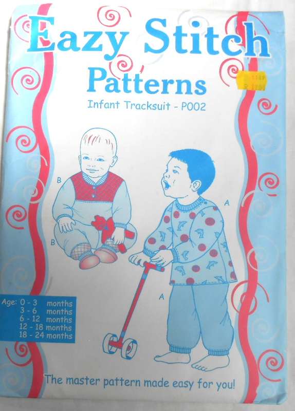 EASY STITCH PATTERNS P002 INFANT TRACKSUIT SIZES 0 -24 MONTHS COMPLETE-UNCUT-F/FOLDED