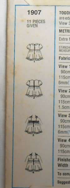 STYLE 1907 TODDLERS DRESS OR PINAFORE SIZE 2 YEAR CHEST 53 CM COMPLETE