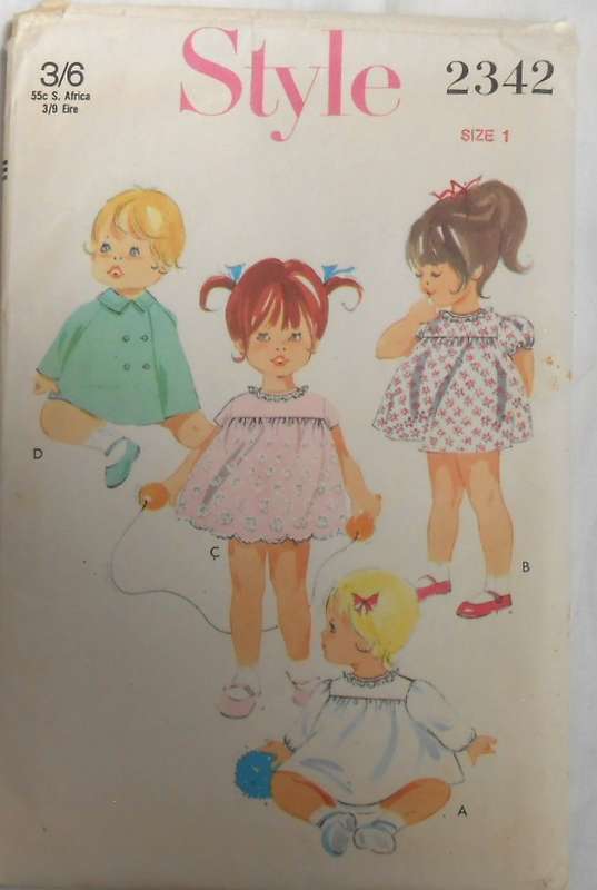 VINTAGE STYLE 2312 TODDLERS DRESS & COAT SIZE 1 YEAR COMPLETE & UNCUT