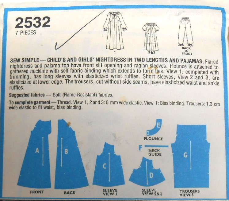 STYLE 2532 GIRLS NIGHTDRESS & PJS SIZE 4 YEAR CHEST 58 CM COMPLETE