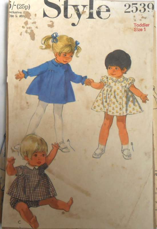 VINTAGE STYLE 2539 TODDLERS DRESS & PANTS SIZE 1 YEAR COMPLETE-ZIPLOC