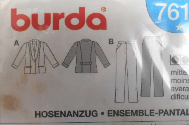 BURDA 7616 PANTSUIT SIZE 8-18 COMPLETE-UNCUT-F/FOLDED-ZIPLOC