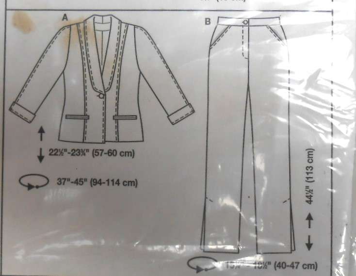 BURDA 7616 PANTSUIT SIZE 8-18 COMPLETE-UNCUT-F/FOLDED-ZIPLOC