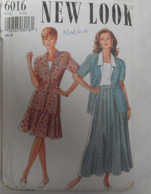 NEW LOOK PATTERNS 6016 SHORT JACKET-TOP-SKIRT SIZE 8-18 COMPLETE-CUT TO 18