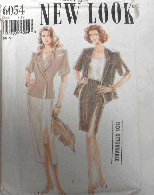 NEW LOOK PATTERNS 6054 SHORT JACKET-TOP-SKIRT SIZE 8-18 COMPLETE-CUT TO 12