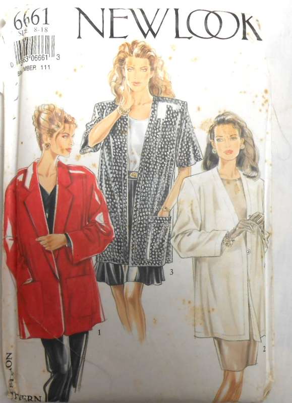 NEW LOOK PATTERNS 6661 LOOSE FIT JACKET IN 3 VERSIONS SIZE 8-18 - COMPLETE-UNCUT-F/FOLDED