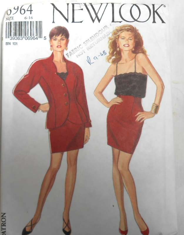 NEW LOOK 6864 JACKET-CAMISOLE-STRAIGHT SKIRT SIZE6-16 - COMPLETE-CUT TO 12