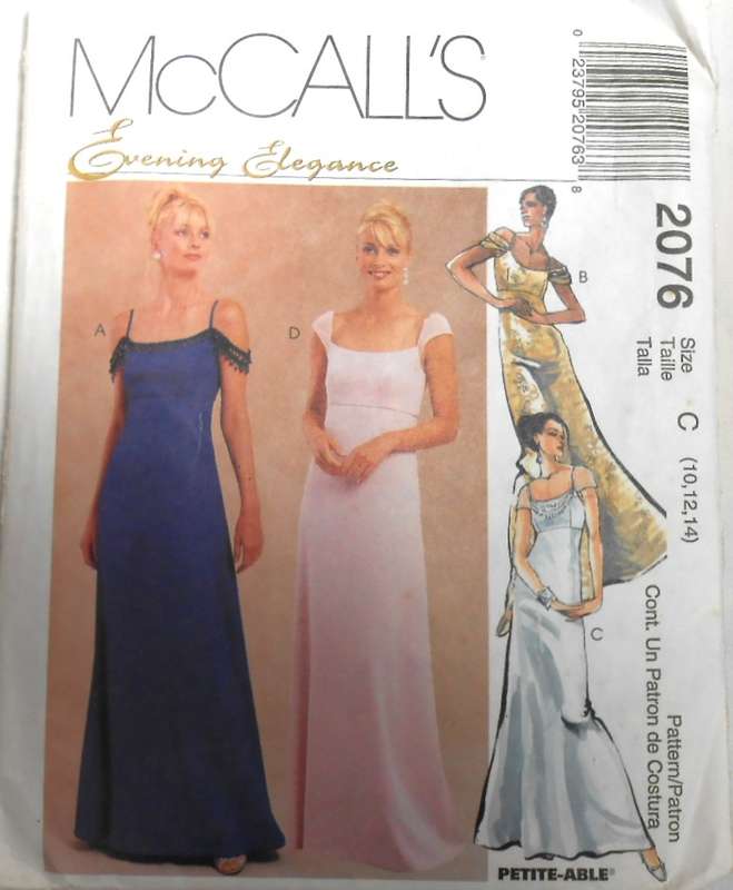 McCALLS 2076 LINED EMPIRE WAIST GOWNS SIZE 10-12-14-COMPLETE-CUT TO 14