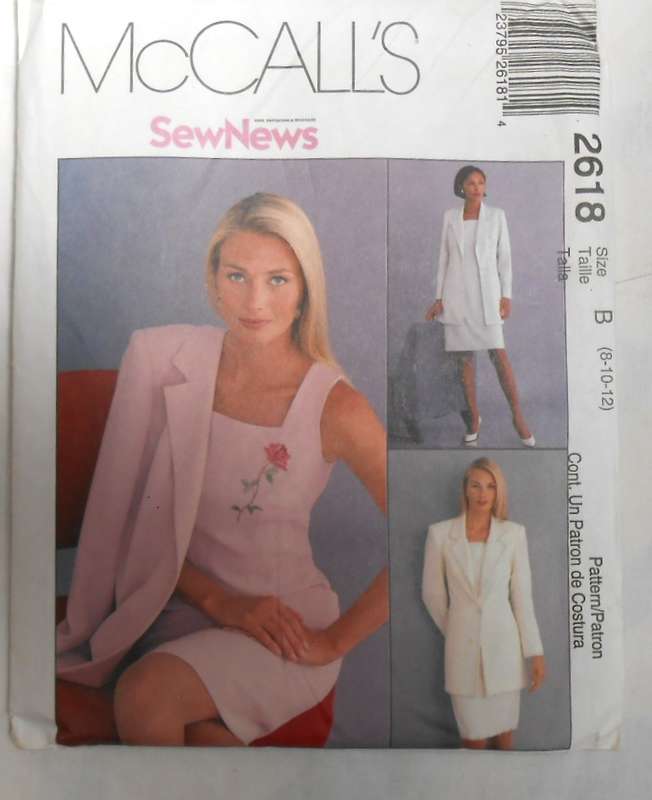 McCALLS 2618 DRESS WITH LINED JACKET SIZE 8-10-12 COMPLETE-UNCUT-F/FOLDED