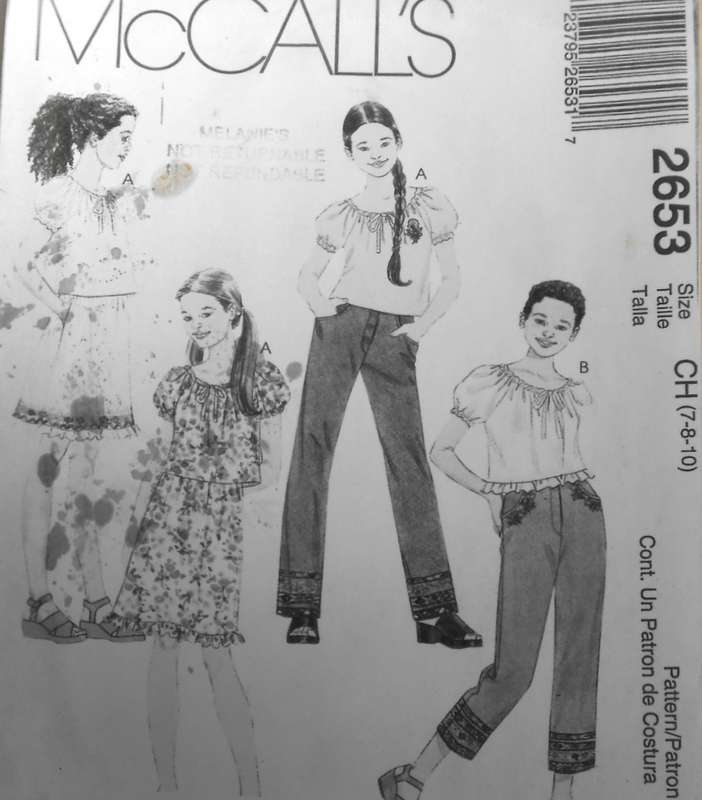 McCALLS 2653 GIRLS TOP-SKIRT-PANTS SIZE 7-8-10 YEARS COMPLETE-COPY COVER WITH REAL PATTERN CUT TO 10