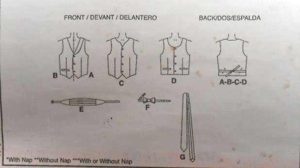 McCALLS 4290 BOYS LINED WAISTCOATS CUMMERBAND BOW TIE & NECK TIE SIZE 7-8-10-12 YEARS-CUT TO 12YEARS