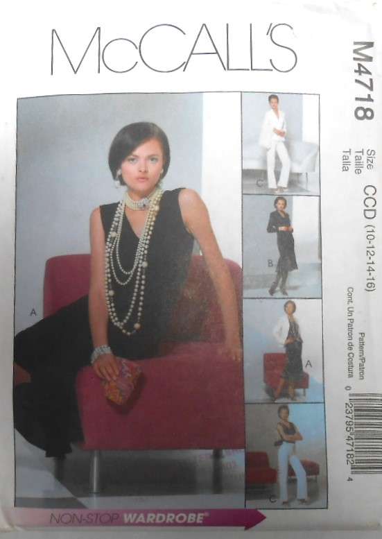 McCALLS M4718 LINED JACKET-SKIRT-PANTS-TOP SIZE 10-12-14-16 COMPLETE-UNCUT-F/FOLDED