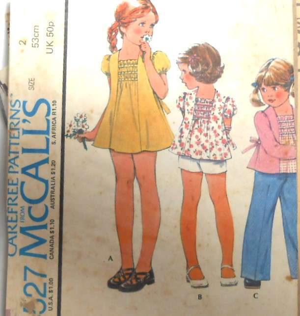 McCALLS 4527 TOP-PANTS-DRESS SIZE 2 YEARS COMPLETE-ZIPLOC