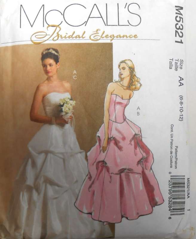 McCALLS M5321 BRIDAL ELEGANCE-TOP & SKIRT SIZE 6-8-10-12-COMPLETE-CUT TO 12