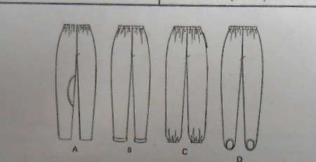 McCALLS 7309 PULLON PANTS FOR STRETCH KNITS SIZE XS-S-M (4-14) COMPLETE-PART CUT TO M