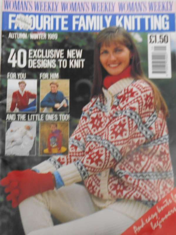 WOMAN'S WEKLY FAVOURITE FAMILY KNITTING -AUTUMN/WINTER 1989 100 PAGES