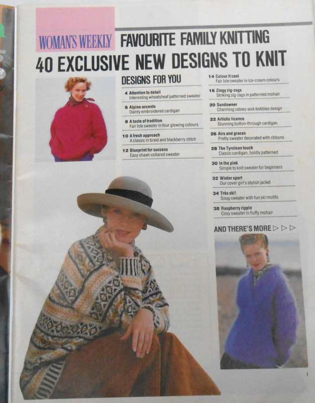 WOMAN'S WEKLY FAVOURITE FAMILY KNITTING -AUTUMN/WINTER 1989 100 PAGES