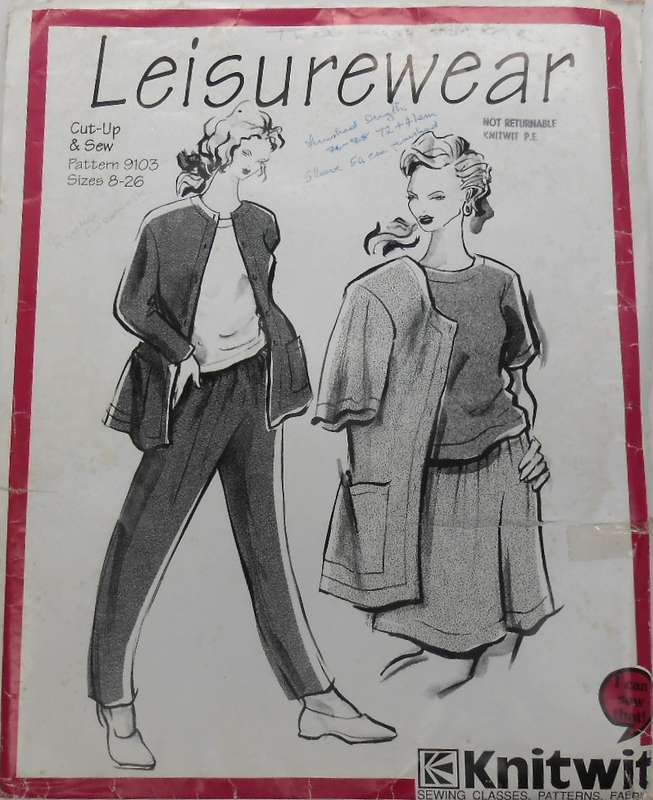 KNITWIT 9103 LEISUREWEAR-TOPS-PANTS-SHORTS-JACKET/TOP SIZES 8 - 26