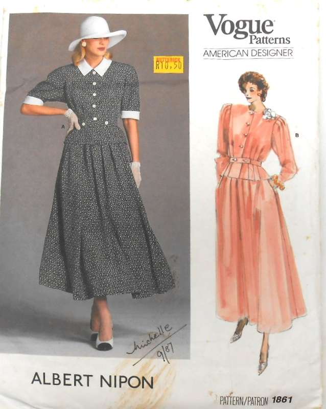 VOGUE AMERICAN DESIGNER 1861 SEMI FITTED TOP & SKIRT SIZE 12 COMPLETE