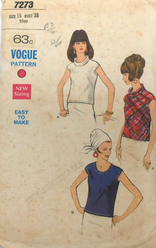 VINTAGE VOGUE 7273 BLOUSE IN 2 VERSIONS SIZE 16 BUST 38 COMPLETE