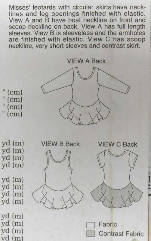 KWIK SEW 2932 LADIES LEOTARDS SIZE XS-S-M-L-XL (80-114 CM) COMPLETE -ONLY BODICE CUT TO XL 110-114CM