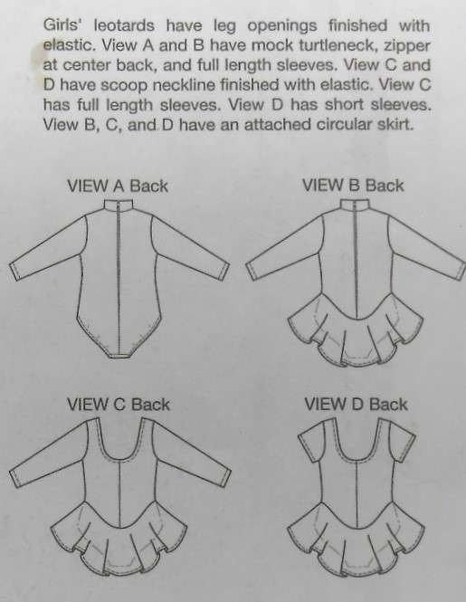 KWIK SEW 3507 GIRLS LEOTARDS SIZE 4-5-6-7 YEARS COMPLETE -UNCUT-F/FOLDED