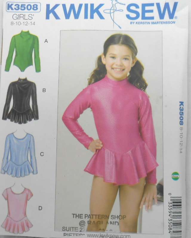 KWIK SEW K3508 GIRLS LEOTARDS SIZE 8-10-12-14 YEARS COMPLETE -PART CUT TO 14-ZIPLOC