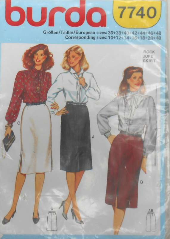 BURDA 7740 LADIES SKIRT SIZE 10-40 COMPLETE-CUT TO 12