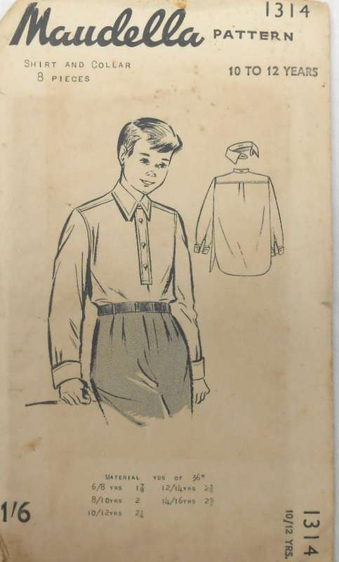 VINTAGE MAUDELLA 1314  BOYS COLLARED SHIRTSIZE 10-12 YEARS COMPLETE-UNCUT-F/FOLDED