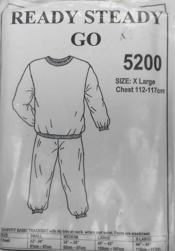READY STEADY GO 5200 BASIC TRACKSUIT SIZE XL CHEST 112 - 117 CM COMPLETE-UNCUT-F/FOLDED