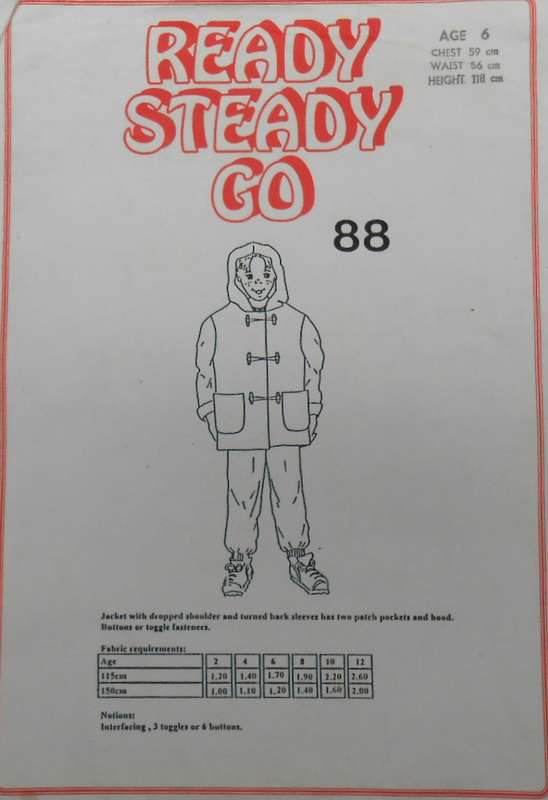 READY STEADY GO 88 HOODIE JACKET SIZE 6 YEARS CHEST 57 CM COMPLETE